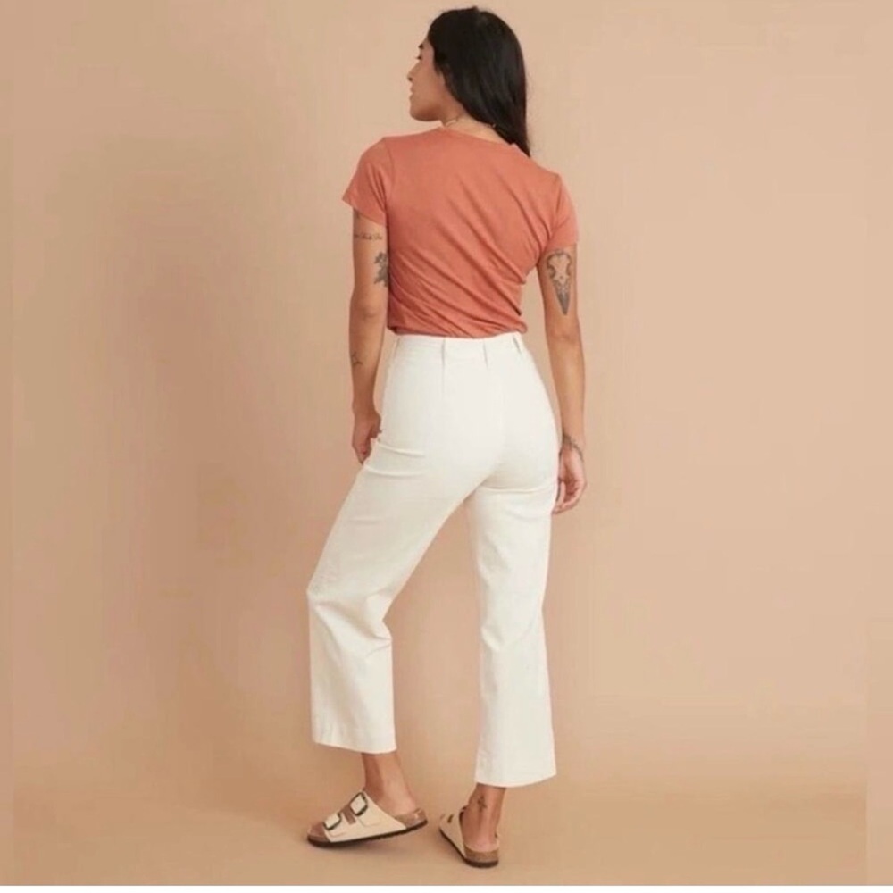 Marine Layer Ivory Bridget Slim Wide Leg Pants Size 6 - Picture 3 of 10